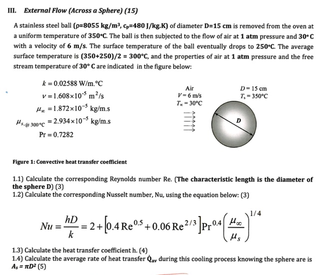 SOLVED III. External Flow (Across a Sphere) A stainless steel ball (p