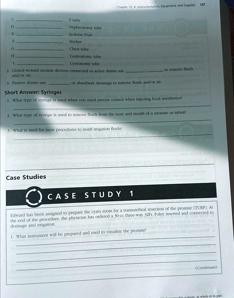 Chapter 10 Instrumentation, Equipment, and Supplies 157 C. D. E. F. G