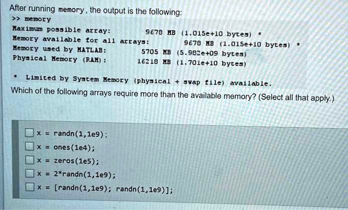 SOLVED: After running memory, the output is the following: Memory ...