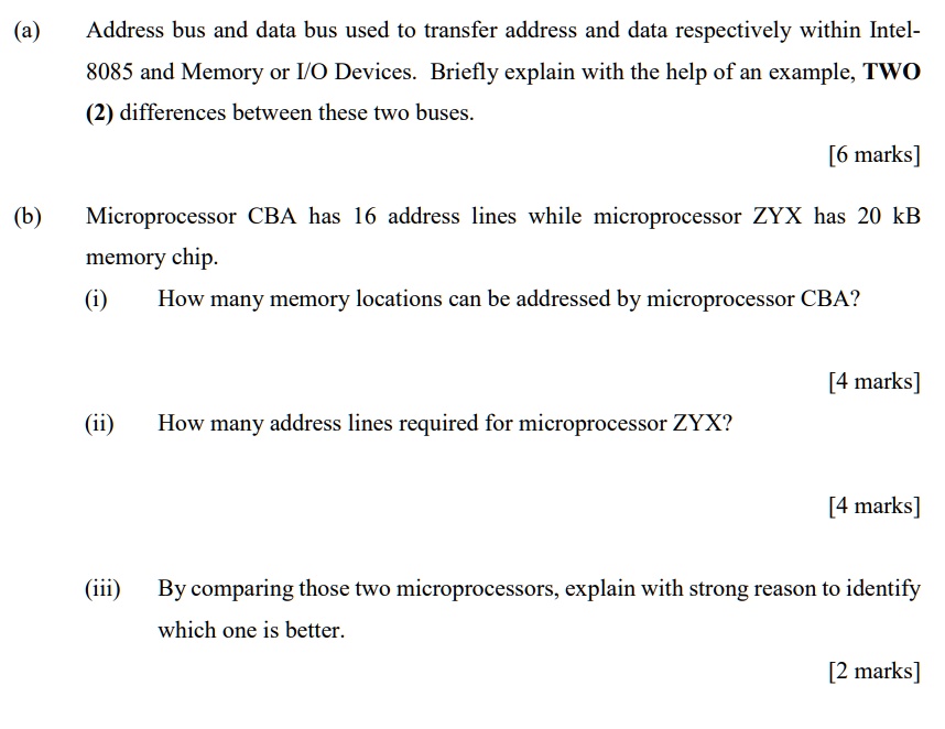 SOLVED: (a) Address bus and data bus used to transfer address and data ...