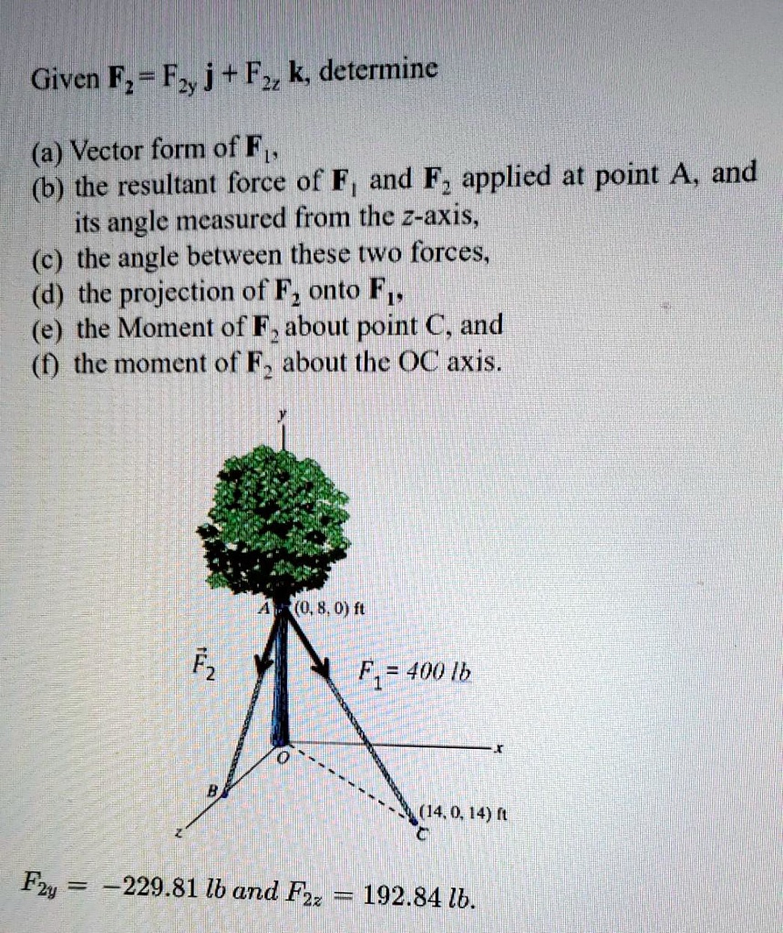 SOLVED: Given Fz = Fzyj + Fzk, determine: (a) Vector form of Ft (b) The ...
