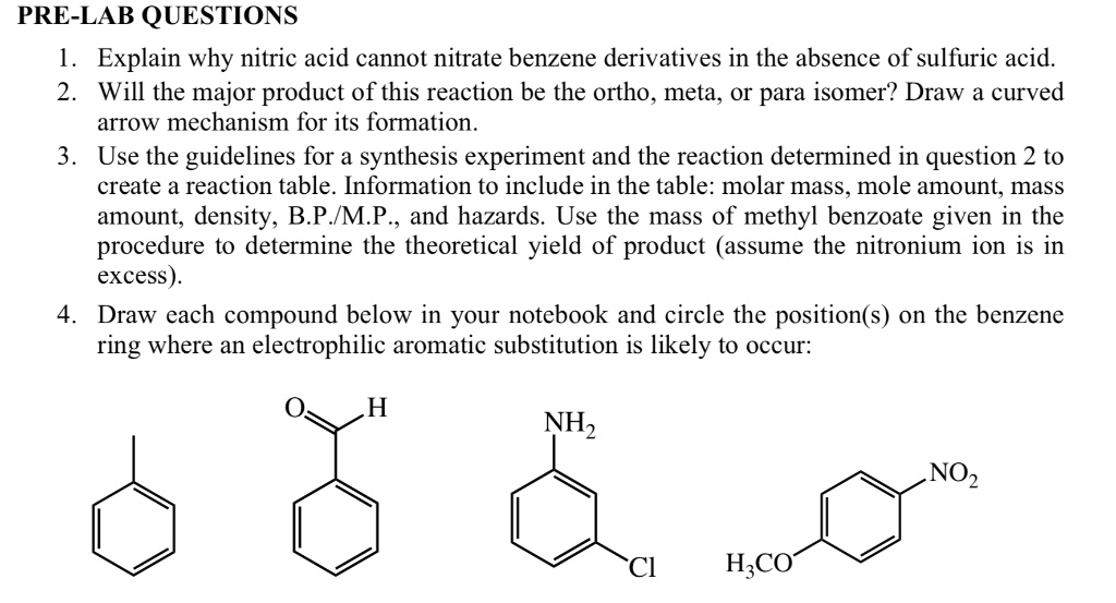 SOLVED PRELAB QUESTIONS Explain why nitric acid cannot nitrate