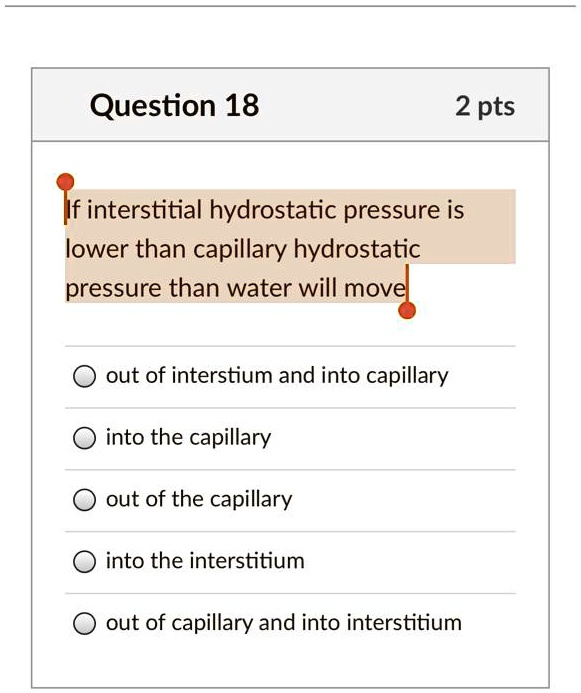 SOLVED If interstitial hydrostatic pressure is lower than capillary