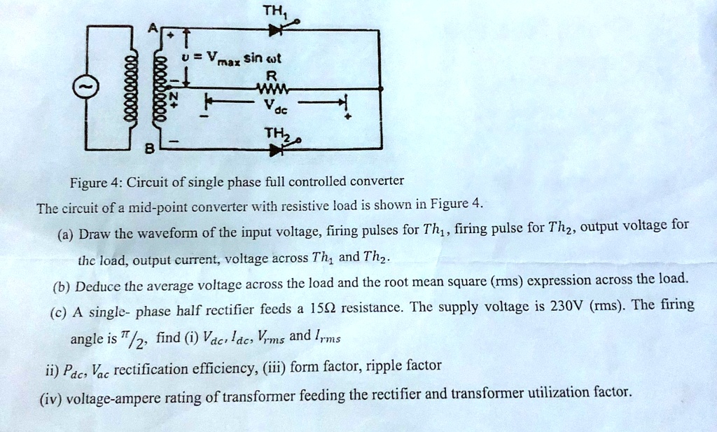 SOLVED Texts TH, u=Vmaxsin(t) Vac TH2 Figure 4 Circuit of a single
