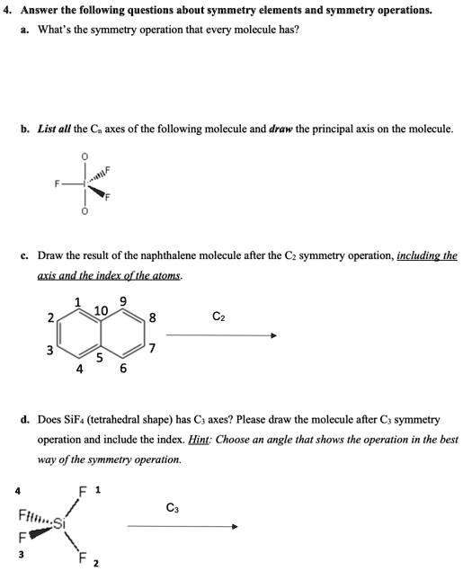 SOLVED: Answer the following questions about symmetry elements and ...