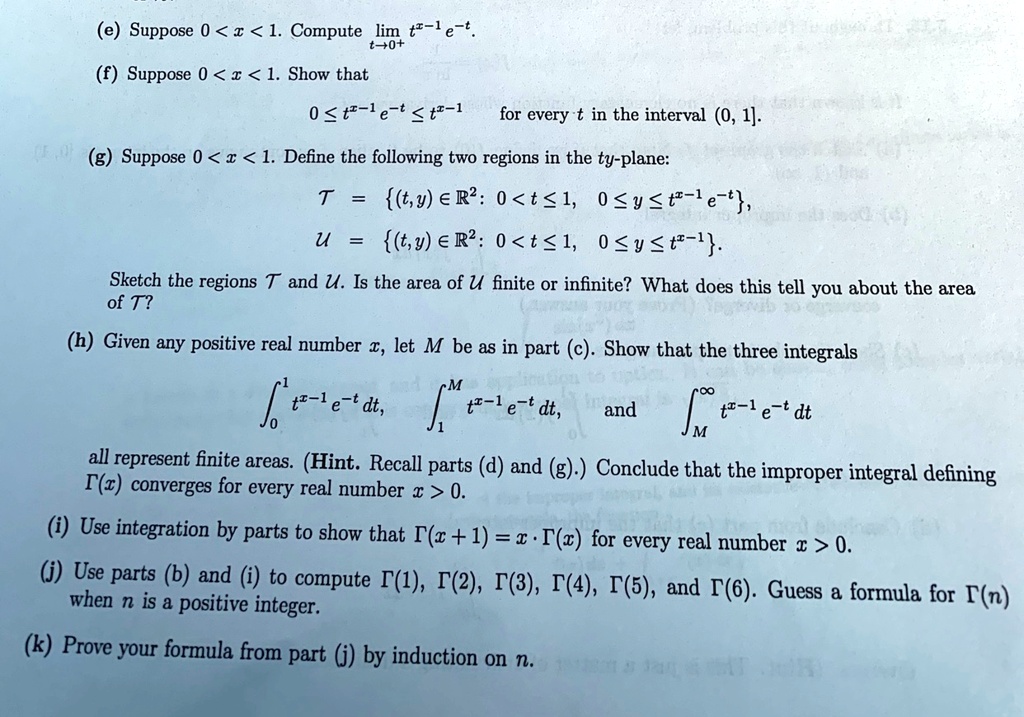 Solved E Suppose 0 A 1 Compute Lim T 1 E T 0 Suppose 0 A 1 Show That 0 T Le T T 1 For Every T In The Interval 0 1