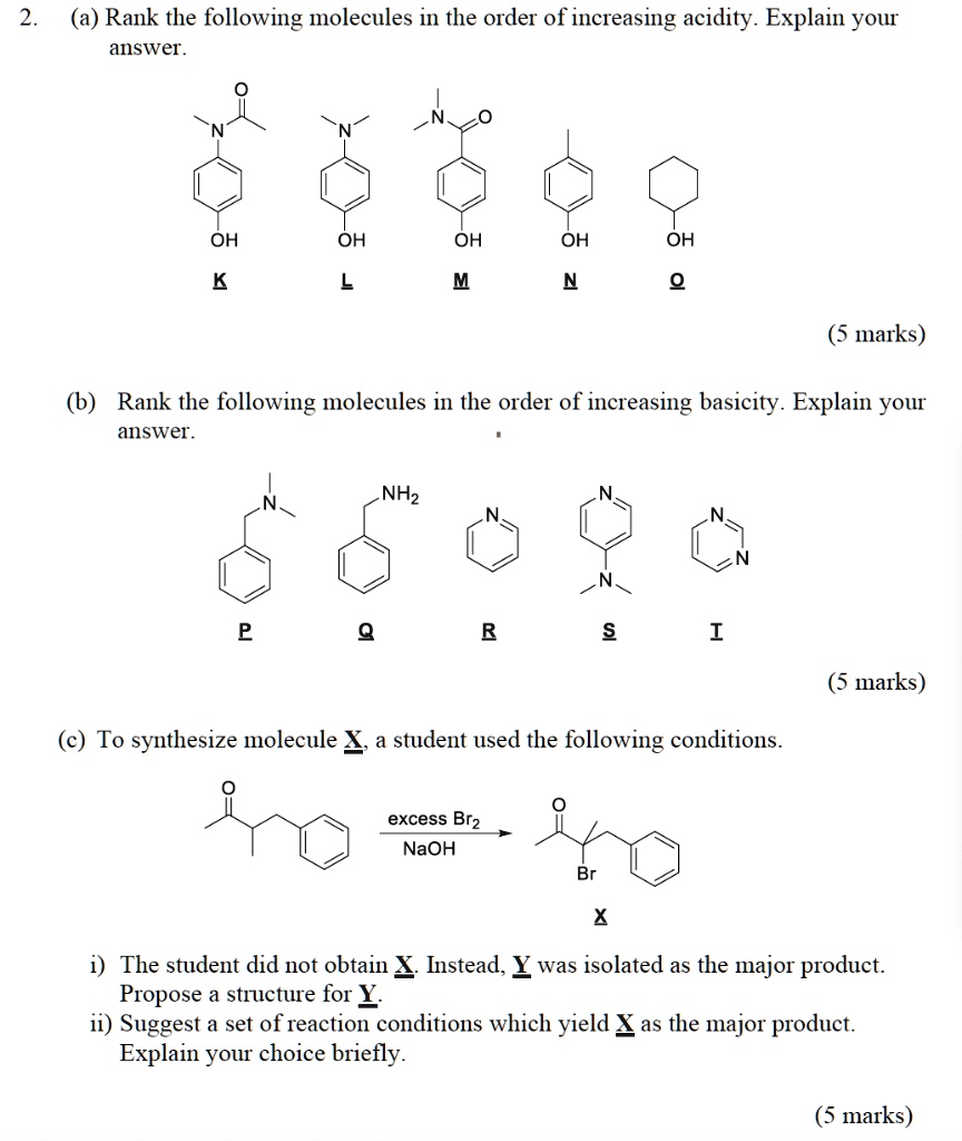 SOLVED: (a) Rank The Following Molecules In The Order Of Increasing ...