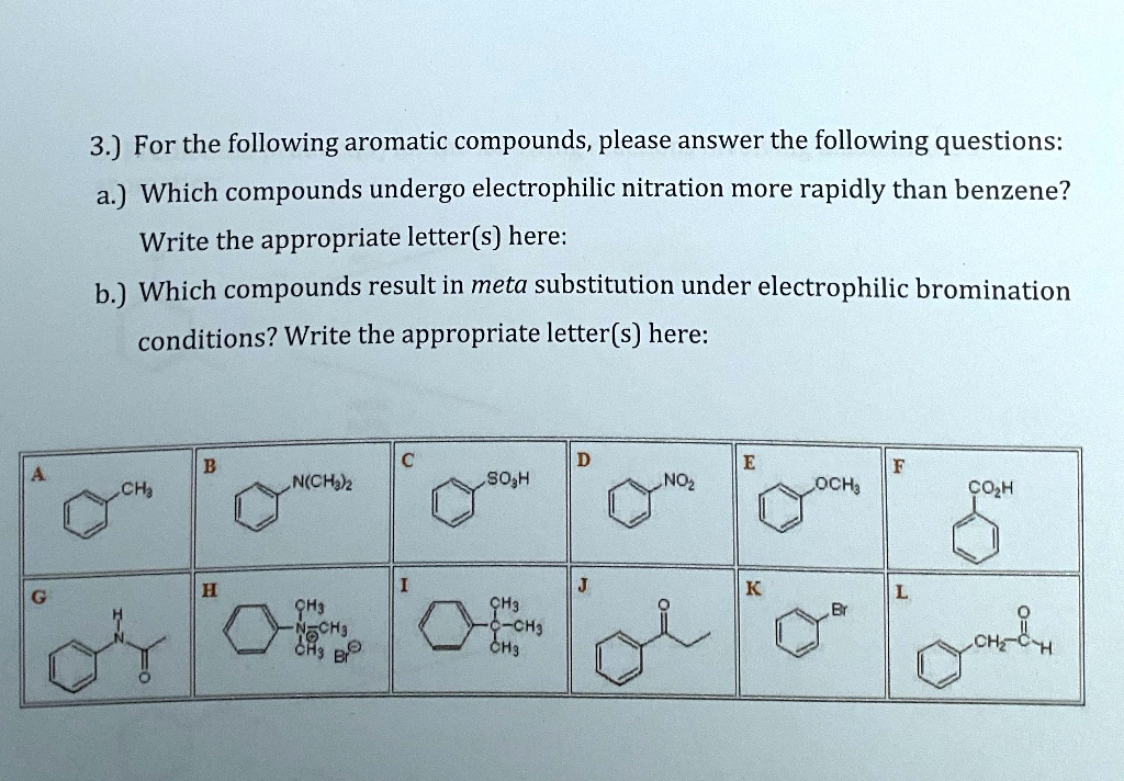 Solved3 For The Following Aromatic Compounds Please Answer The Following Questions A 