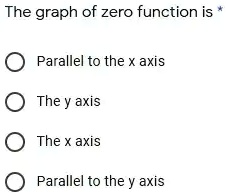 SOLVED: The graph of zero function is Parallel to the x axis The y axis ...
