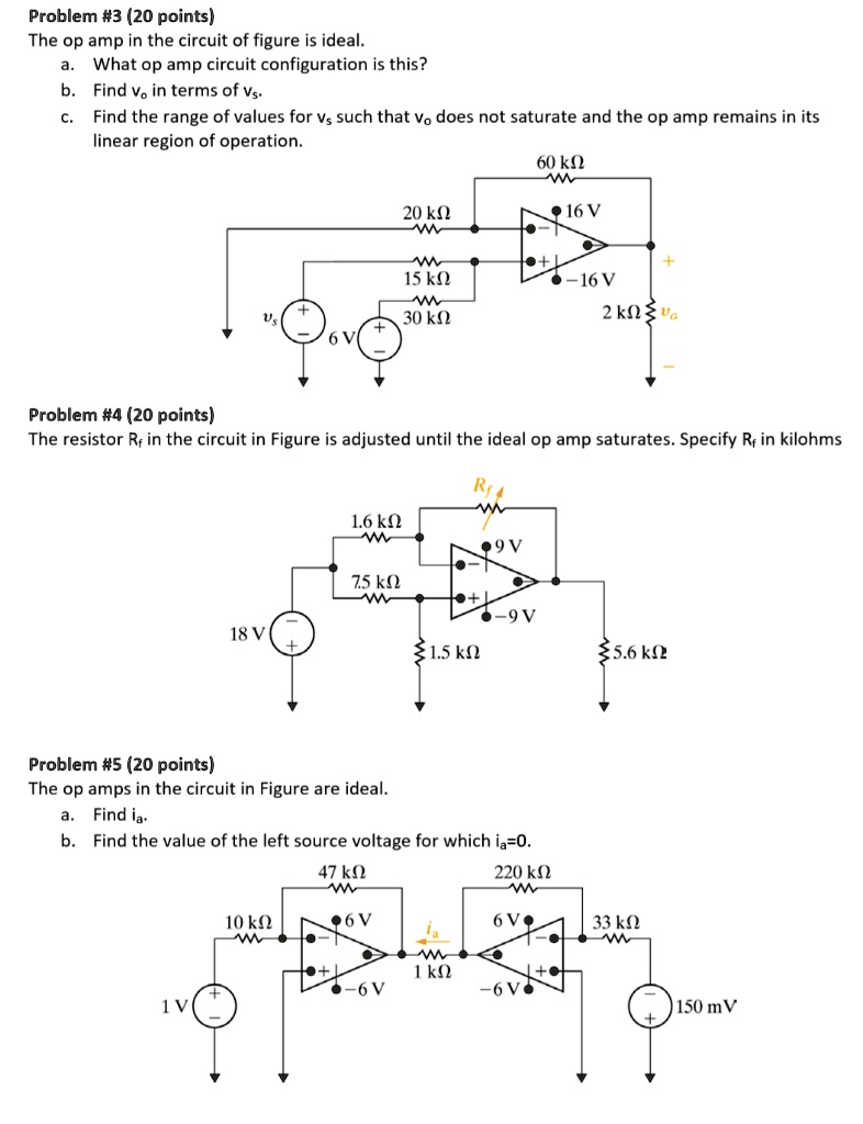 Problem #3 (20 points) The op amp in the circuit of figure is ideal. a ...