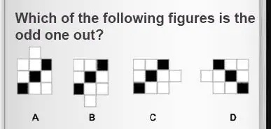 Which of the following figures is the
odd one out?
A B C D