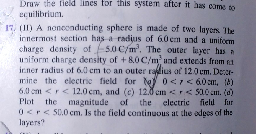 SOLVED: Draw the field equilibrium. 17J II A nonconducting sphere is ...