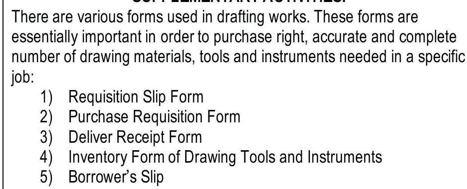 There are various forms used in drafting works. These forms are ...