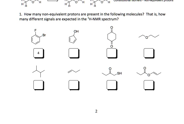 SOLVED: How many non-equivalent protons are present in the following ...