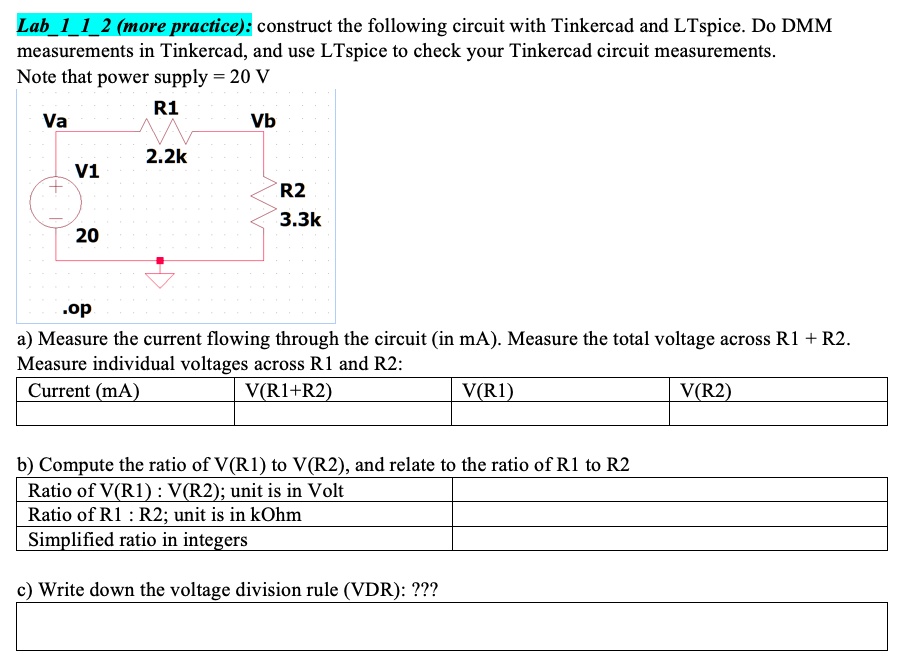 SOLVED 'Lab 1 1 2 (more practice) construct the following circuit