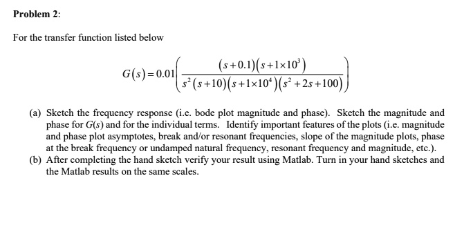 SOLVED: Problem 2: For the transfer function listed below: (s+0.1)(s+ ...