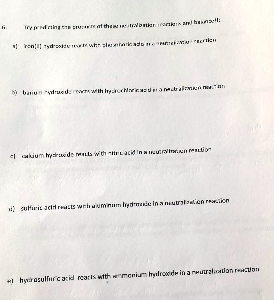 SOLVED: and balancell: Try predicting the products of these ...