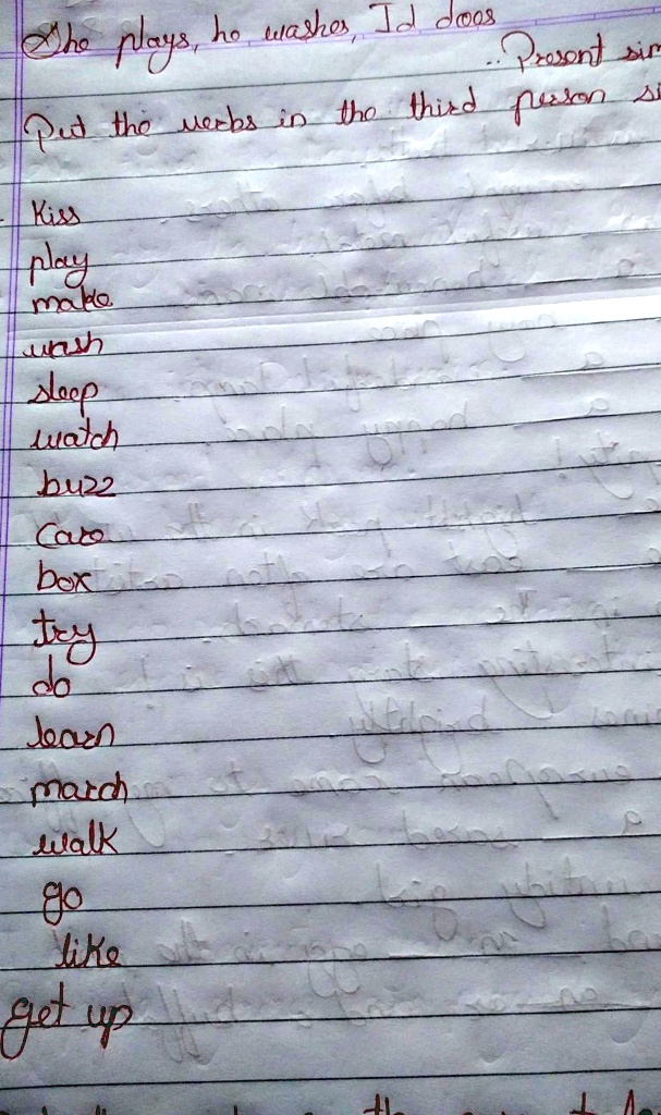 SOLVED: 'put the verbs in the third person singular'