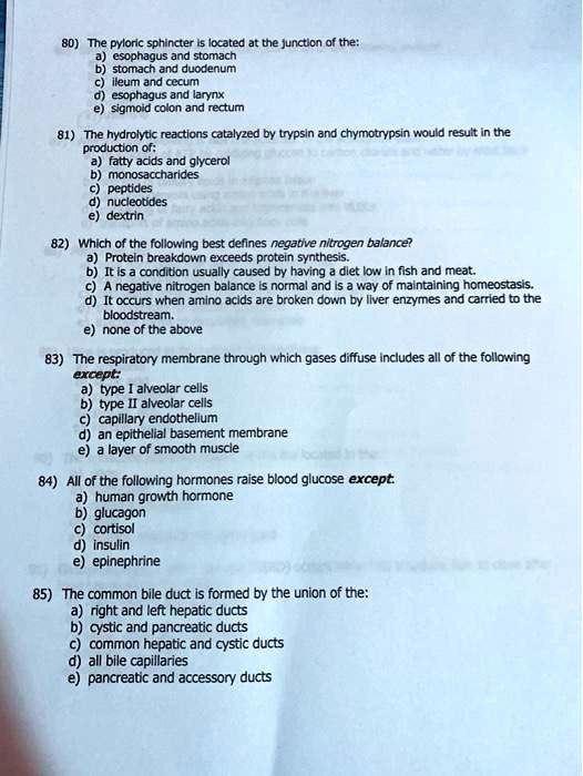 SOLVED: 80 The pyloric sphincter is located at the junction of the: b ...