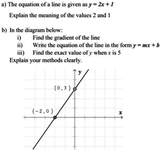 a) The equation ofa line is given asy = Zx + / Explain the meaning of ...