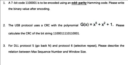 SOLVED: A 7-bit code 1100001 is to be encoded using an odd-parity ...