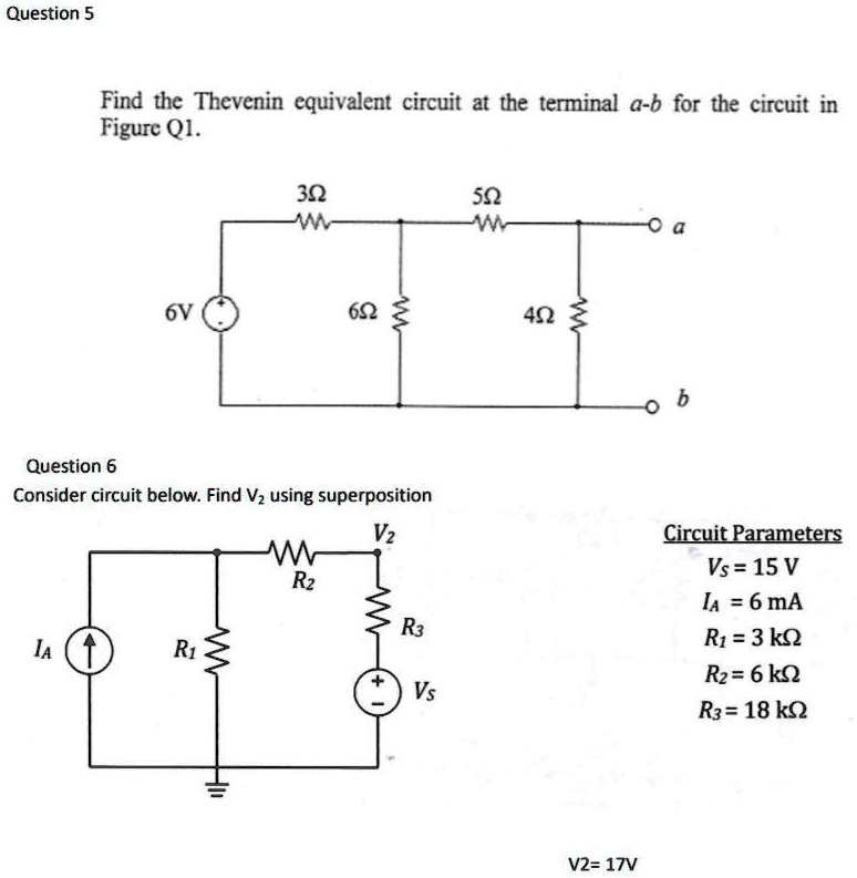 Question 5 Find the Thevenin equivalent circuit at the terminal a-b for ...