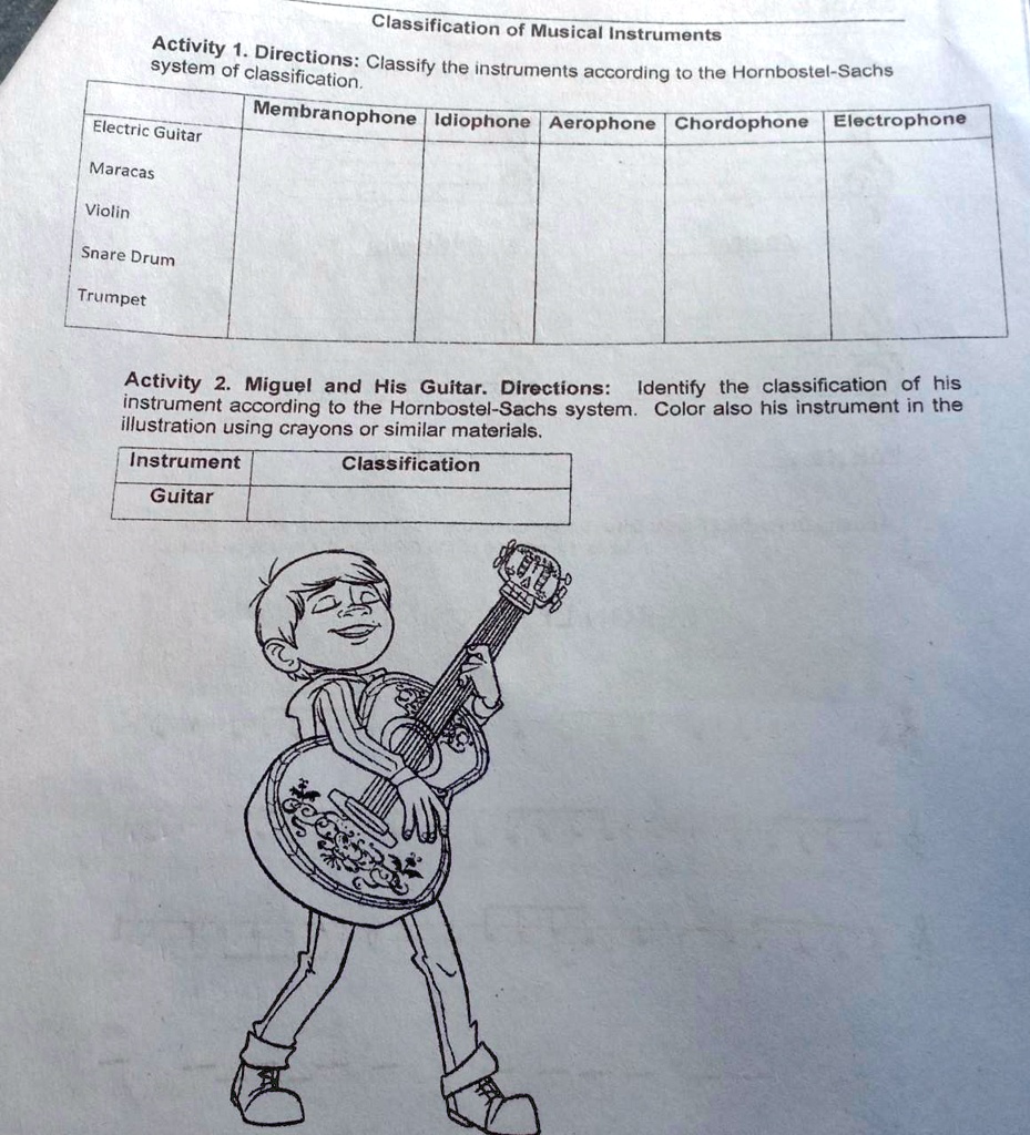 Solved Classification Of Musical Instruments Activity Directions System Of Classification