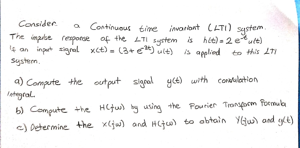 Solved Consider A Continuous Time Invariant Lti System The Impulse