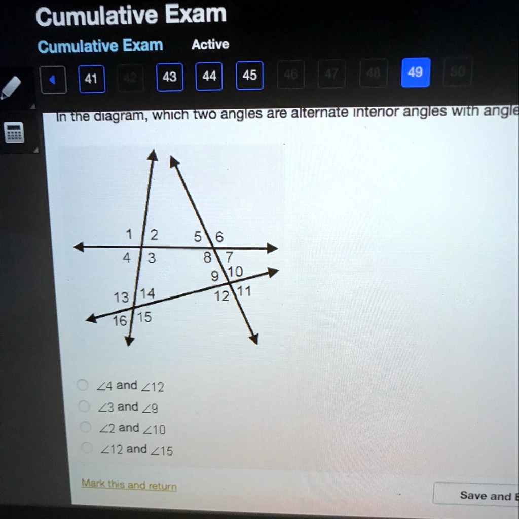 SOLVED: In the diagram, which angles are alternate interior angles