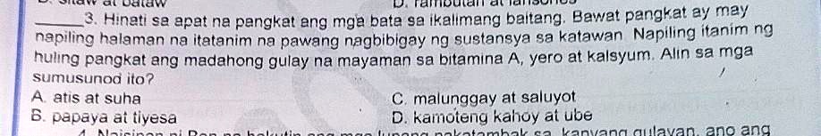 Solved 3 Hinati Sa Apat Na Pangkat Ang Mga Bata Sa Ikalimang Baitang Bawat Pangkat Ay May 8975