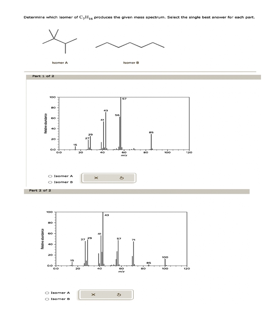C7h16 O2 Determine which isomer of C7H16 produces the given mass spectrum ...