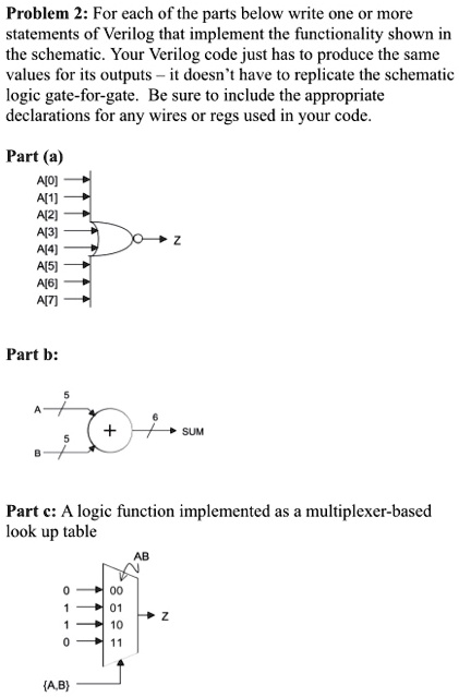 SOLVED: Problem 2: For each of the parts below, write one or more ...