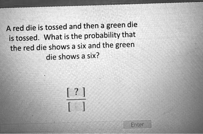 A red die is tossed and then a green die is tossed. What is the probability that the red die shows a six and the green die shows a six?