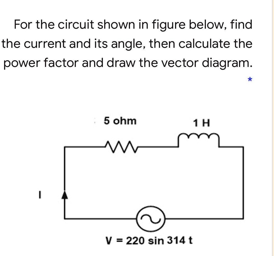 For the circuit shown in figure below, find the current and its angle ...