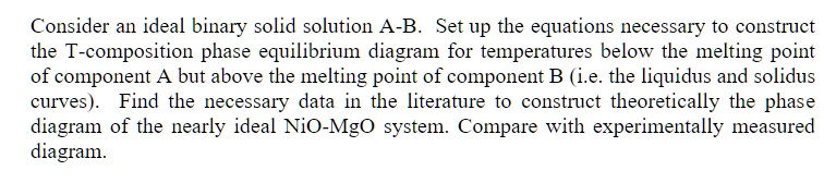 SOLVED: Consider An Ideal Binary Solid Solution A-B. Set Up The ...