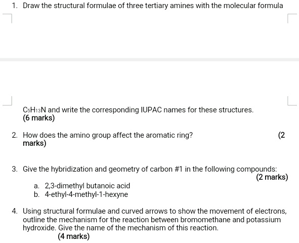 Solved Draw The Structural Formulae Of Three Tertiary Amines With The Molecular Formula Câ‚†hâ