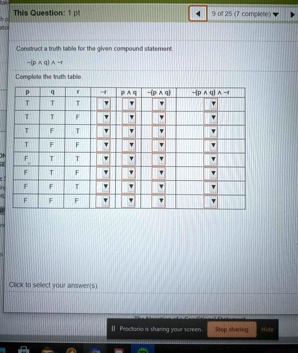 SOLVED: This Question: or 25 (7 complete) Construct truth table for the ...