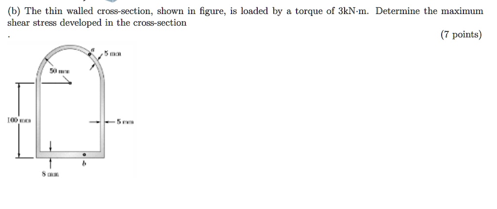 b the thin walled cross section shown in figure is loaded by torque of ...