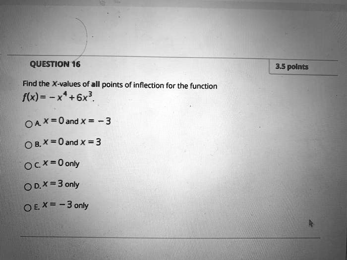 Solved Question 16 35 Points Find The X Values Of All Points Of Inflection For The Function F 1167