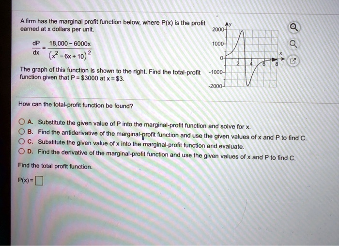 SOLVED: A firm has the marginal profit function below, where P(x) is ...