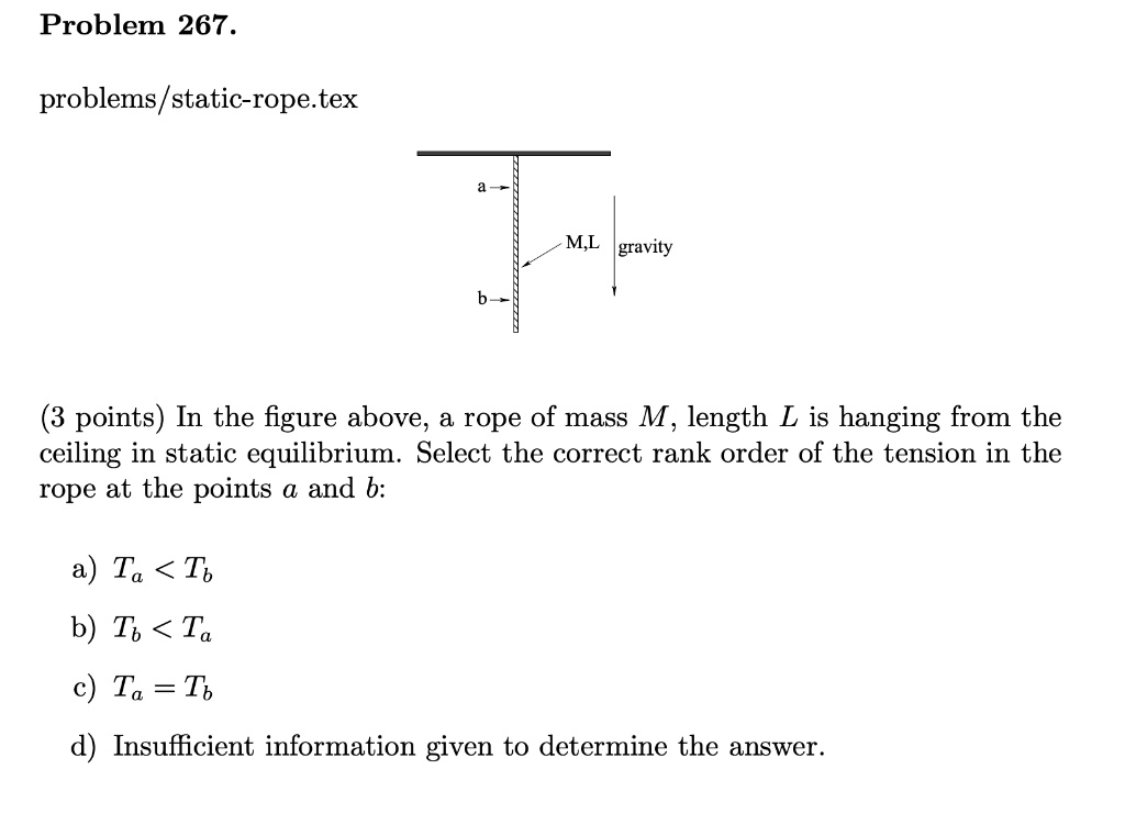 SOLVED:Problem 267_ problems/static-rope.tex ML gravity (3 points) In ...