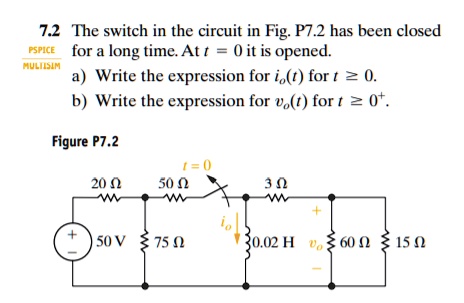 SOLVED: 7.2 The switch in the circuit in Fig.P7.2 has been closed in ...