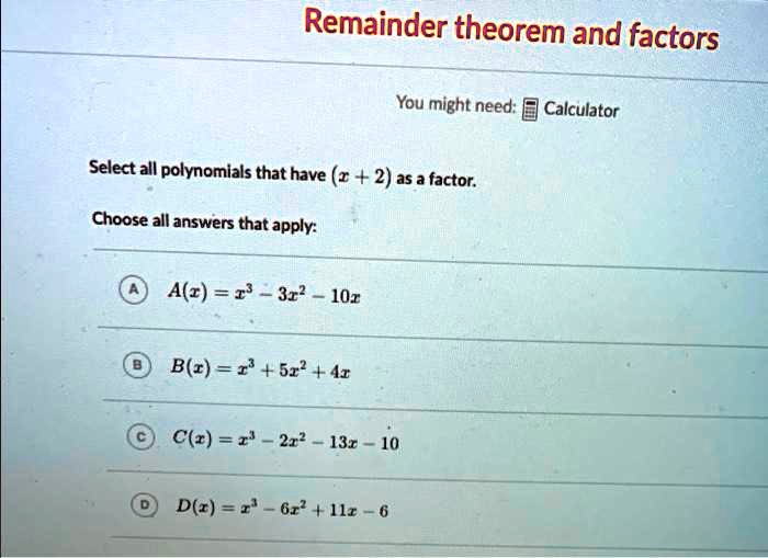 Remainder theorem online calculator