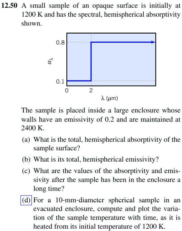 SOLVED: 12.50 A Small Sample Of An Opaque Surface Is Initially At 1200 ...