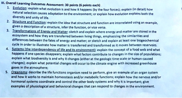 SOLVED:IlI: Overall Learning Outcomes Assessment: 30 points points cjch ...
