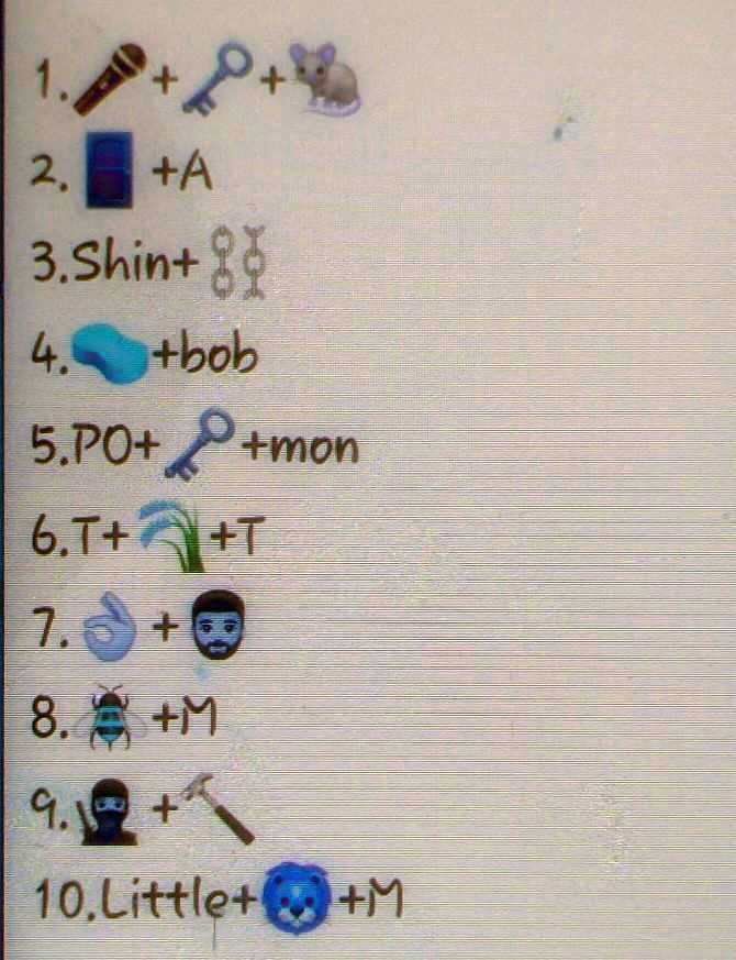 [GET ANSWER] 1. + + 2. +A 3.Shin+8 4. +bob 5.PO+ +mon 6.T+ +T 7. + 8 ...