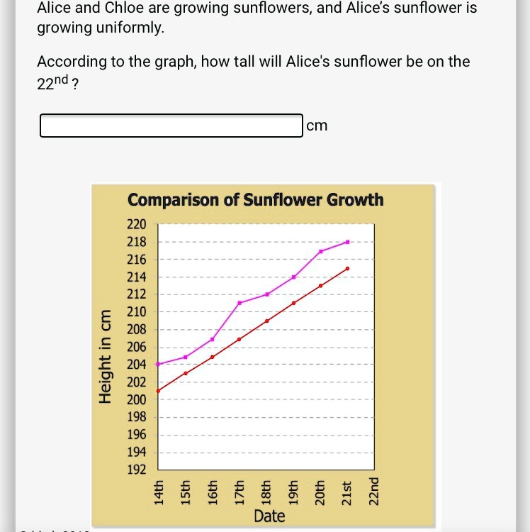 "Plz help me with this question Alice and Chloe are growing sunflowers