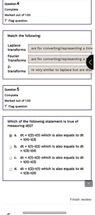 SOLVED: Question4 Complete Marked out of 1.00 Fiag question Match the ...