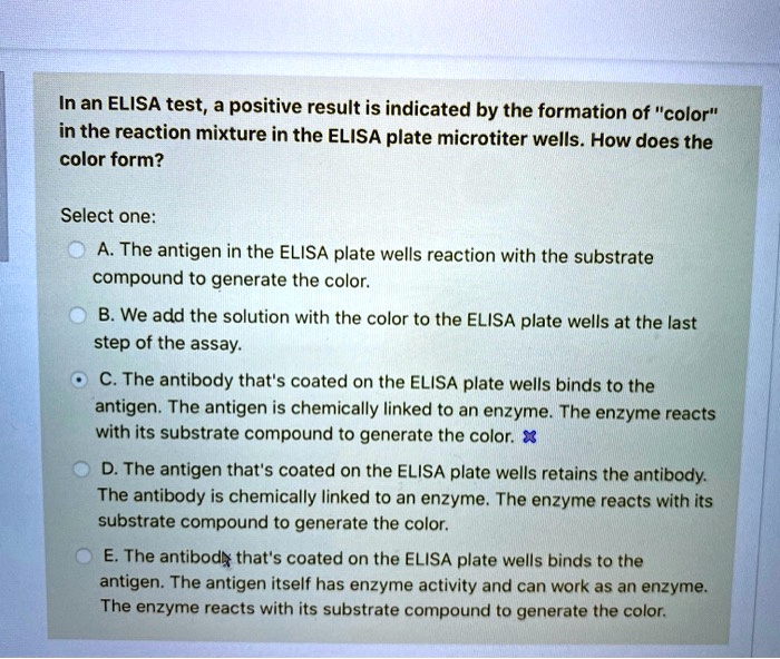 SOLVED: In an ELISA test, a positive result is indicated by the ...