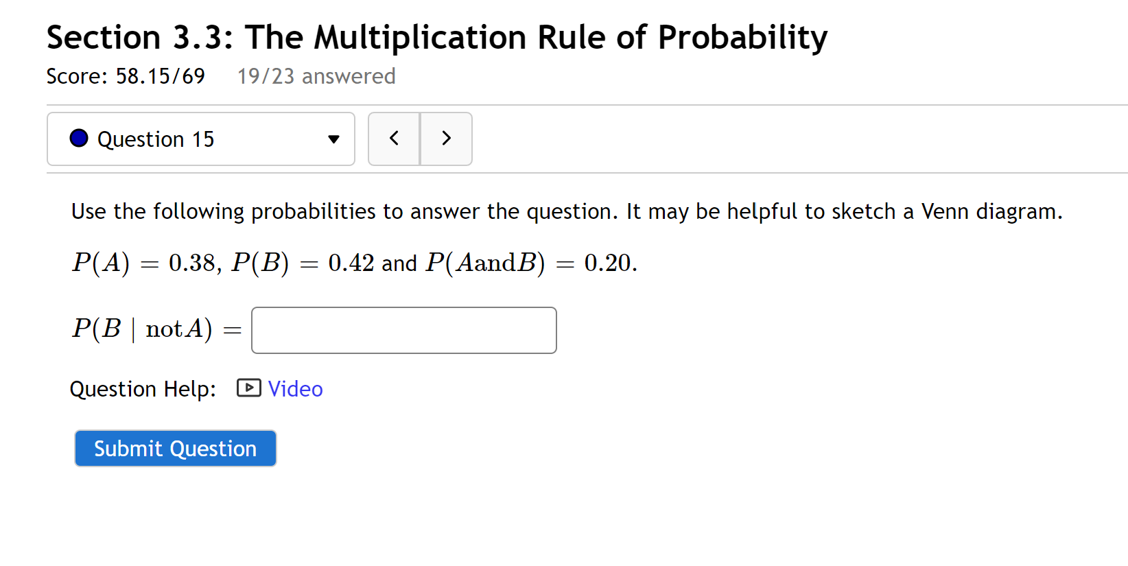 SOLVED Use the following probabilities to answer the question. It may